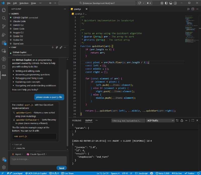 VS Code ACP Client 扩展：连上 Claude, Gemini, Codex, OpenCode, Qwen Code 等 AI Agent前段时间，我用 Tauri 写了个跨平台的 ACP UI ，支持 Windows ，macOS (ARM/Intel) 和 Linux (x64/ARM64)：