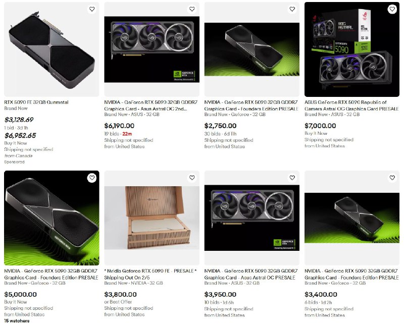 黄牛党已经开始准备GeForce RTX 5090上市 偷跑商品标价高达7000美元NVIDIA GeForce RTX 5090 评测解禁一天后，黄牛党已经开始行动，寄希望于从炒作中获利
