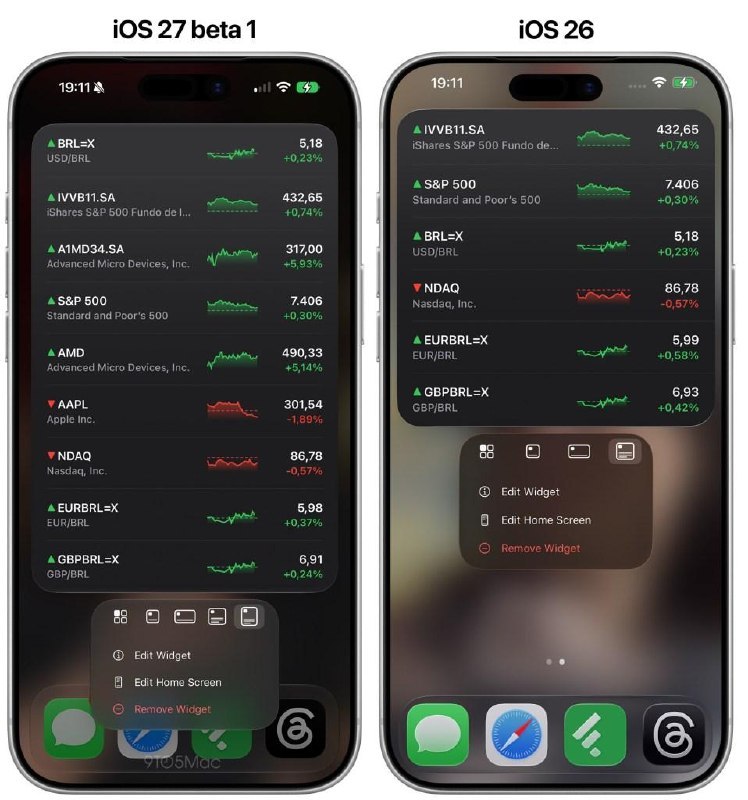 iOS 27 除了加入 Siri AI 和搜索改进，还新增了 4×6 的“超大号小组件”