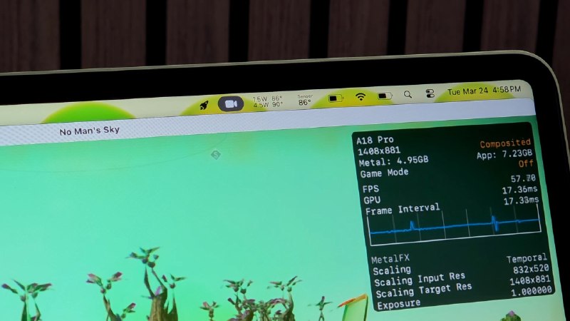 苹果MacBook Neo散热实在太差：加一块铜片游戏性能翻倍博主ETA Prime近日对苹果MacBook Neo进行了一项简单散热改造，仅靠一块铜片就让这款无风扇笔记本的游戏帧数翻倍，综合性能提升达18.6%