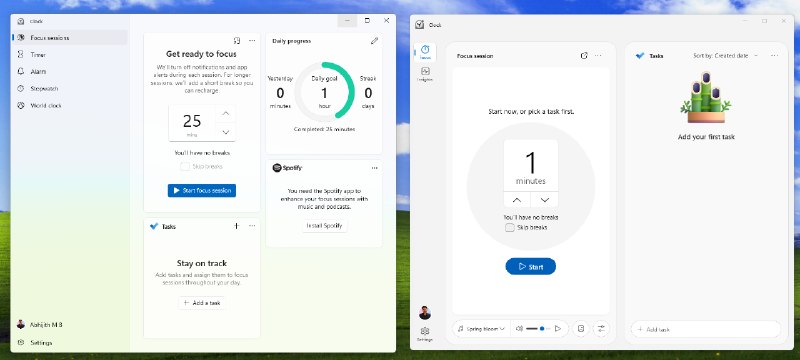 Windows 11时钟App改版 加入AI、感知走神并自动暂停计时据Windows Latest报道，微软正在对Windows 11内置的时钟App进行大幅改版，增强的专注模式将引入AI驱动的洞察功能，并利用PC端NPU实现注意力状态检测