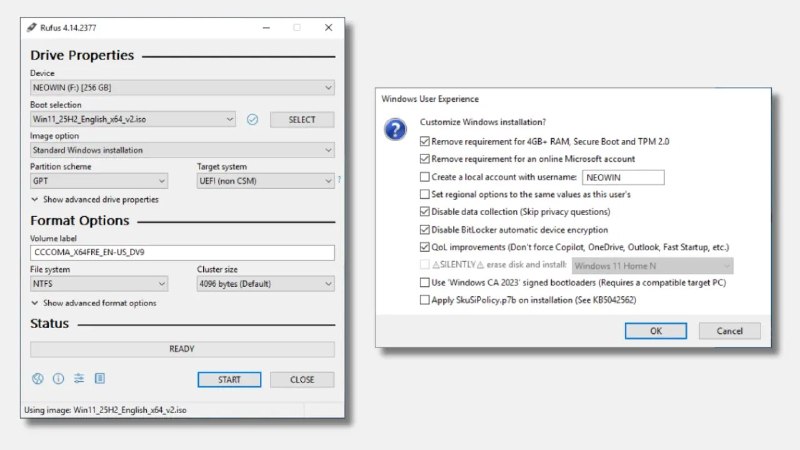 Rufus重大更新：推出全新Windows 11安装方式 可大幅提升电脑性能流行的可引导USB制作工具Rufus今日发布4.14正式版更新，此前该版本已于上月进入测试阶段