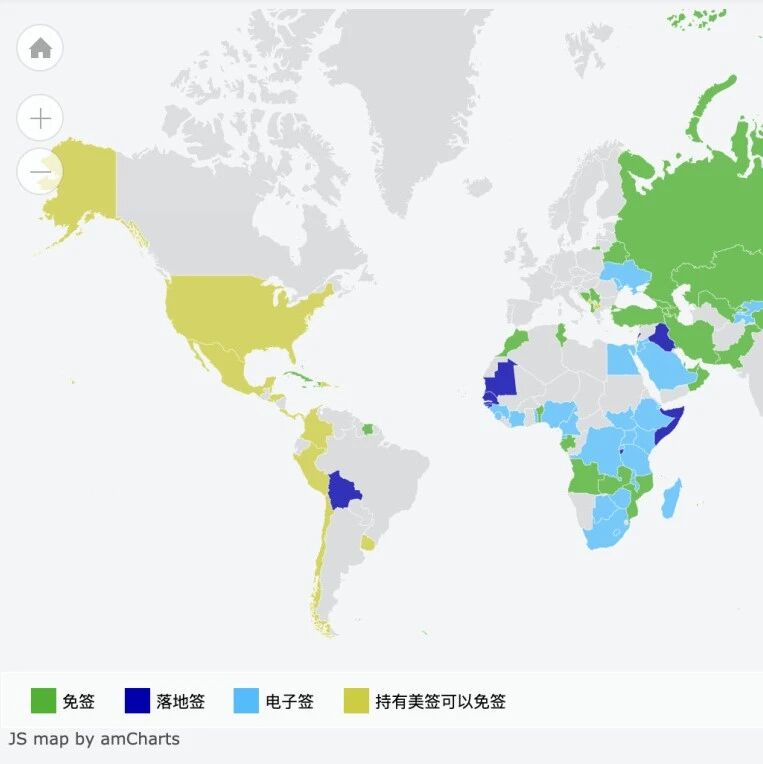 最新中国护照免签落地签国家地图（可放大）【乌拉圭将对中国免签】via 美卡指南