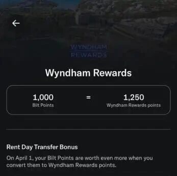 Bilt Rent Day 活动【Wyndham 25%-125% 转点 Bonus】via 美卡指南