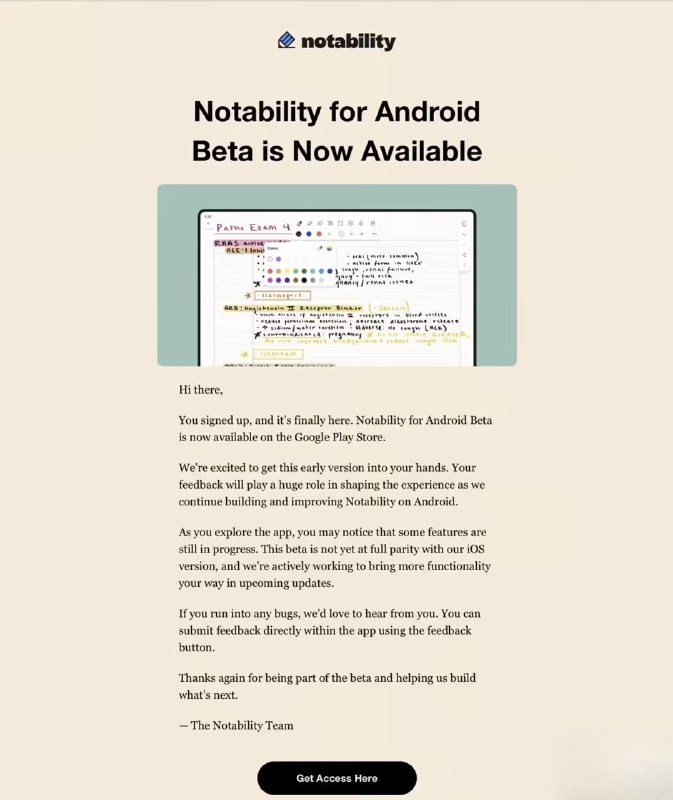 笔记应用 Notability 登陆安卓平台，推出 Beta 测试原生版本Notability Beta版已推出，用户可在Play市场预约下载
