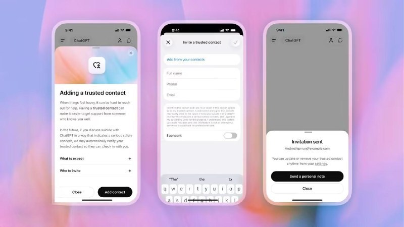 OpenAI 为 ChatGPT 推出“可信联系人”，应对 AI 对话中的自残风险OpenAI 给 ChatGPT 加了个"可信联系人"功能，主要是为了应对用户在对话里出现自残倾向的情况——如果系统检测到这种内容，会鼓励用户联系信任的人，并且自动给那个联系人发邮件、短信或推送通知提醒他们多关心关心 