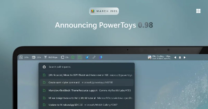 ↩️🖼 Microsoft 发布 PowerToys 0.98，推出 Command Palette Dock 并重做 Keyboard Manager科技圈🎗在花频道📮:📱 微软 PowerToys 拟为 Windows 11 引入顶部菜单栏功能 微软 PowerToys 团队正计划为 Windows 11 开发名为 “Command Palette Dock” 的顶部菜单栏