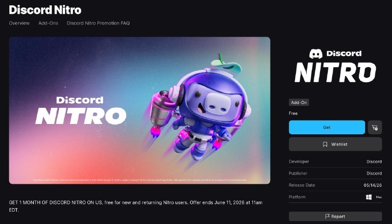 ↩️🖼 美区 Epic 免费赠送1个月的Discord NitroYummy 😋:Discord 正式为 Nitro 订阅用户附赠免费 Xbox Game Pass“入门版” 订阅了 Nitro 的会员还可以在罗技和赛睿的设备上享受折扣