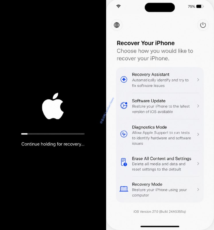 iOS 27新增恢复助手 无需PC即可自动检测识别问题并尝试自动修复目前已经有不少开发者安装 iOS 27 预览版，所以部分苹果没有提到的新功能正在被陆续发掘出来，其中亮点功能包括苹果在 iOS 27 中新增恢复助手，恢复助手可以在系统无法正常工作时自动检查和定位问题，然后在不需要 PC 的情况下尝试修复系统，这对电脑不在身边的用户来说是个好事