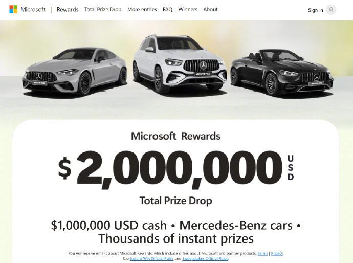 📱 微软砸 200 万美元为 Edge 拉新：头奖 100 万美元现金 + 奔驰汽车微软为推广 Edge 浏览器推出总奖金 200 万美元的“Edge Prize Party”抽奖活动，但活动上线一个多月后才被媒体发现