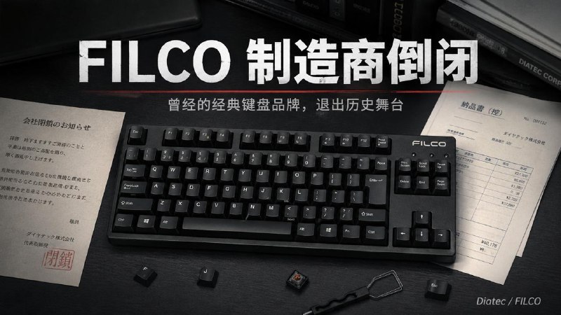 #互联网观察▎FILCO斐尔可键盘制造商倒闭以FILCO品牌键盘（国内名斐尔可）产品闻名的迪亚泰克株式会社（ダイヤテック）于4月22日停止运营