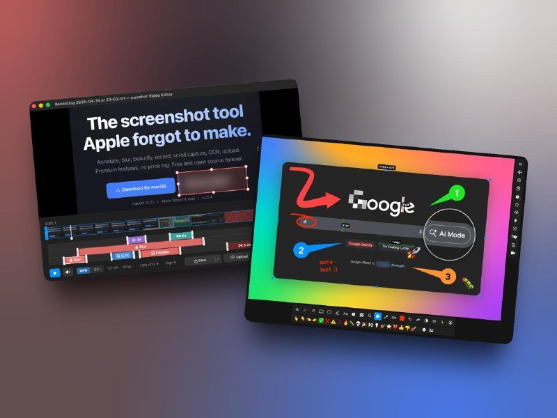 这可能是目前最强的开源 macOS 截图工具：MacShot 🚀告别付费订阅，它不仅原生、轻量，还把 CleanShot X 和 Shottr 的活儿全干了：✅ 自带 18+ 标注工具✅ 录屏支持 MP4/GIF（最高 120fps）✅ 长截图、OCR 提取文字✅ 一键美化截图（加渐变背景）✅ 支持 S3/Cloudflare R2 自建图床最硬核的是它不用 Electron，纯 Swift 编写