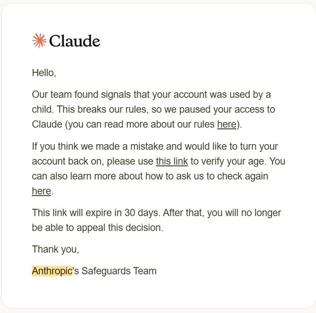 Claude强制实名验证引争议：用户质疑验证实为封号前兆 15岁开发者账号被封AI公司Anthropic旗下产品Claude近日上线强制身份验证机制，要求部分用户手持政府签发的实体证件原件进行实时拍照验证，引发广泛争议