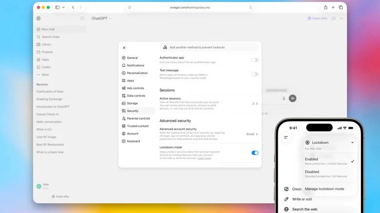 OpenAI向更多ChatGPT用户推送“锁定模式”OpenAI正在将其“锁定模式”推广给更多ChatGPT用户，覆盖范围已从少数高度重视安全的企业用户，扩展到所有个人账户以及自助开通的ChatGPT Business账户