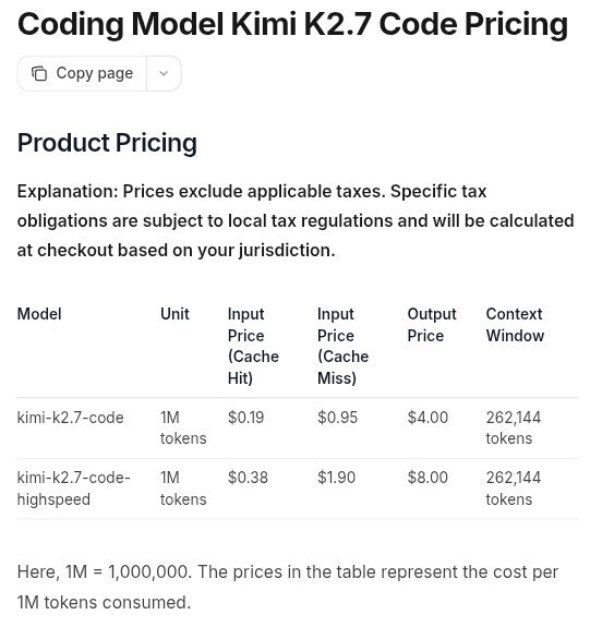 Kimi 推出 K2.7 Code 高速模式，编程任务提速 6 倍Kimi 发布了开源多模态编程模型 K2.7 Code 的高速版本 K2.7 Code HighSpeed