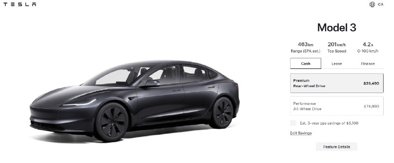 特斯拉在加拿大价格腰斩 Model 3起售仅19.8万 比中国还低近日， 特斯拉在加拿大价格大调整，其中Model 3起售价从79990加元（约40万人民币）直接腰斩至39490加元（约19.8万人民币），降幅50%，创下特斯拉在加拿大的历史最低价