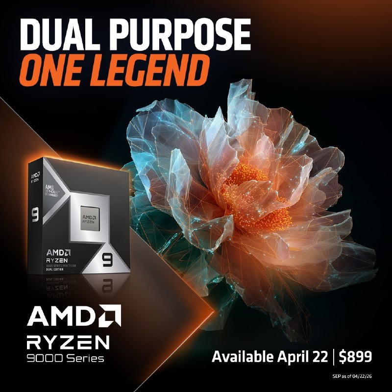 AMD锐龙9 9950X3D2官方定价899美元 贵了足足30％AMD副总裁兼Ryzen/Radeon业务总经理官方宣布，锐龙9 9950X3D2 Dual Edition官方定价899美元(约合人民币6140元)，将于4月22日正式上市