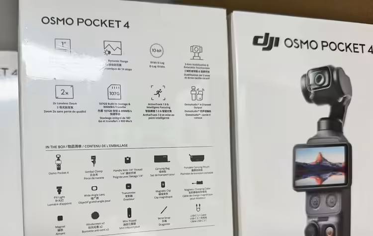 大疆 Osmo Pocket 4 全能套装包装曝光，确认搭载 1 英寸传感器、107GB 内置存储和 2 倍无损变焦