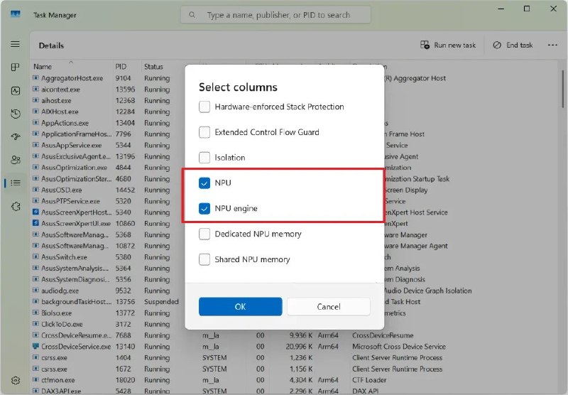 Windows任务管理器升级 新增NPU监控列、容器隔离状态也能看微软在最新Windows 11预览版（Build 26300.8142）中为任务管理器引入了两项重要功能更新：NPU使用率追踪和应用容器隔离状态显示