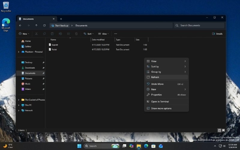Windows 11右键菜单终于加回“刷新”微软正在测试为Windows 11文件资源管理器的现代右键菜单重新加入“刷新”和“打印”按钮，预计未来几周内开始推送