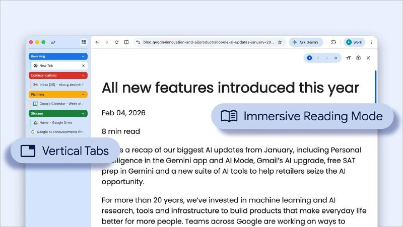 🖼 ▎ Chrome▎ Chrome谷歌 Chrome 违反祖训，最新版已支持竖向标签页