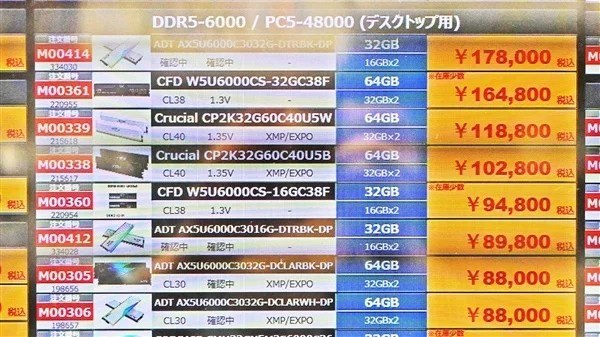 日本市场多款DDR5内存套装明显降价 部分降幅高达22%据AKIBA PC报道，日本市场多款DDR5内存套装在4月中旬出现明显降价，部分产品降幅高达22%