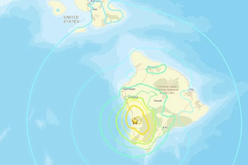 美国夏威夷发生6.0级地震美国夏威夷霍瑙瑙-纳波奥波奥（Honaunau-Napoopoo）以南12公里处发生6.0级地震，震源深度22.4公里