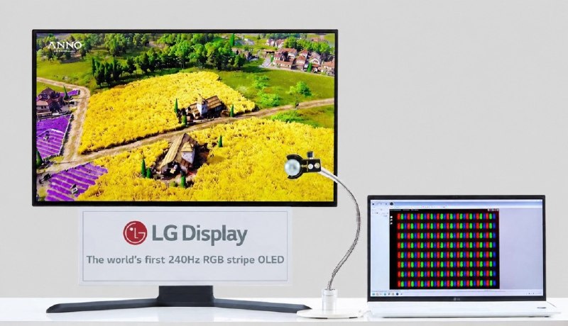 LG开始量产RGB条纹像素结构240Hz OLED面板LG宣布，开始量产全球首款RGB条纹像素结构4K@240Hz OLED面板