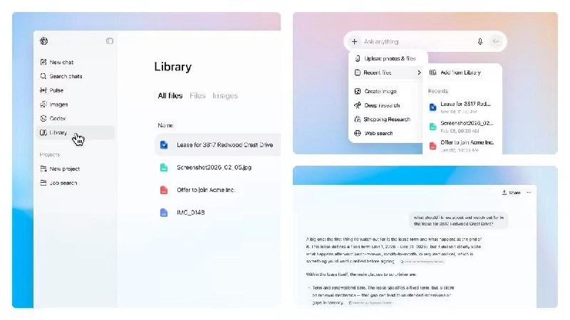 OpenAI 宣布为 ChatGPT 付费用户新增“云盘”功能：上传图片、文档自动保存至云端，跨对话随时调用OpenAI 为 ChatGPT 推出了名为“Library”的云盘功能，允许用户将上传的图片和文档自动保存到专属云端空间，还可在不同的对话中随意调取使用，仅向 Plus、Pro 和 Business 付费用户开放，暂不包含欧洲经济区、瑞士和英国