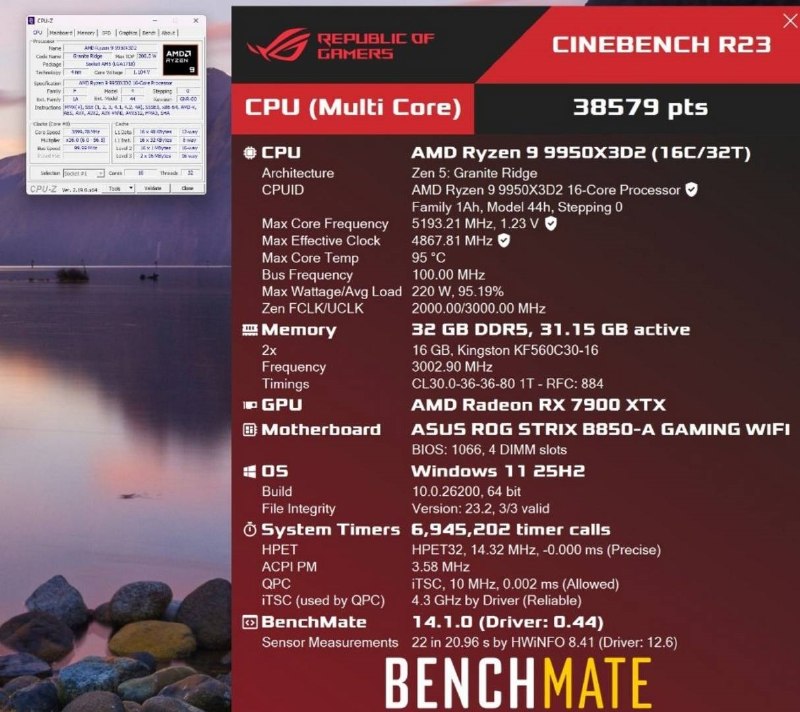AMD锐龙9 9950X3D2跑分泄露：逼近100℃ 风冷伺候不动AMD顶级旗舰锐龙9 9950X3D2即将正式解禁上市，而作为首款配备双X3D缓存、总容量高达208MB的怪物，性能到底如何呢？权威超频网站HWBoT上已经出现了锐龙9 9950X3D2的部分成绩，还有温度表现，非常惊人