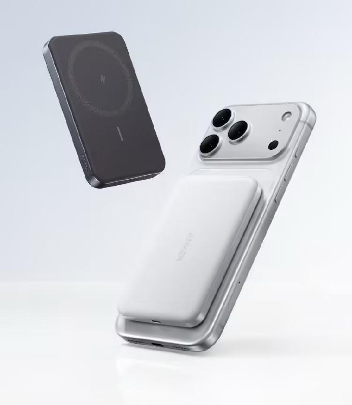 ANKER 安克 Air+ 磁吸充电宝开售：10000mAh、无线 15W、有线 30W，399 元这款磁吸充电宝有星夜黑、雪域白、海盐蓝、元气橙四种颜色可选，厚约 1.47cm，重约 210g，可为 iPhone 17 手机提供约 2 次电量