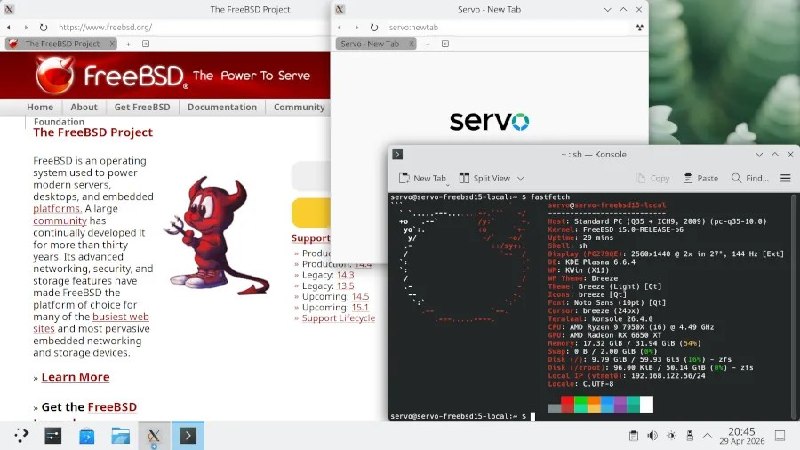 Servo浏览器引擎推进FreeBSD支持在最近发布 Servo 0.1 版本之后，Servo 项目又公布了最新一期月度进展报告，集中介绍了这款现代开源浏览器引擎近期在功能完善与平台适配方面取得的新成果