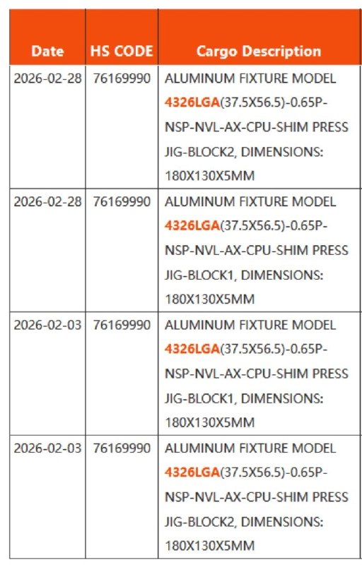 Intel杀手锏CPU曝光 巨大LGA 4326插槽顶着高达48个Xe核心NBD物流清单泄露信息显示，Intel即将推出的Nova Lake-AX处理器并非此前预期的BGA封装，而是出现在了一个LGA 4326平台上，插槽尺寸达37.5×56.5mm，几乎是下代Nova Lake-S桌面处理器LGA 1954插槽的两倍