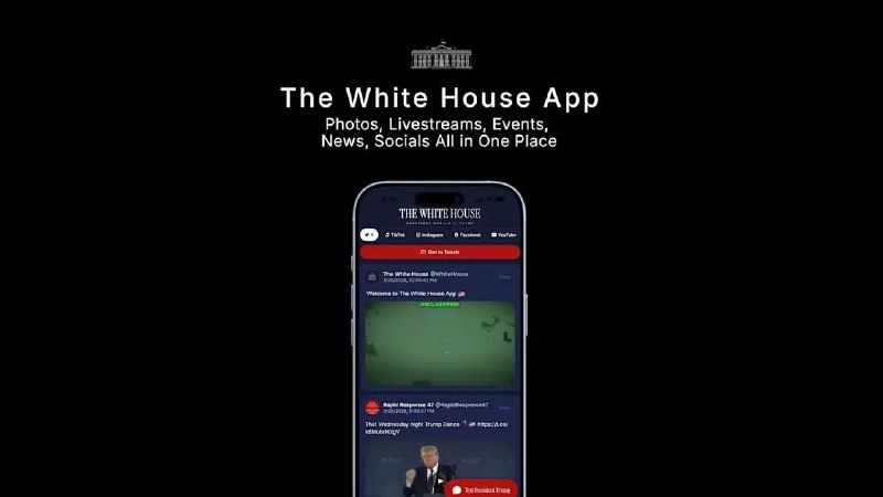 白宫官方App上架 美媒点评：既怪异又多余据Engadget报道，白宫App（The White House App）现已在苹果应用商店和Google应用商店上架，号称能为美国民众提供"直达白宫的沟通渠道"