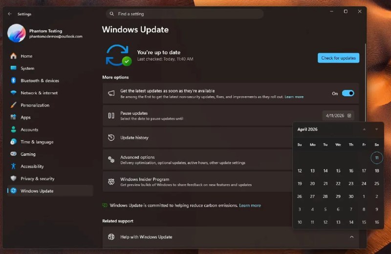 自由暂停Windows更新的改进终于到来微软正在Windows 11预览版中测试一项用户期盼已久的功能：自由暂停Windows更新