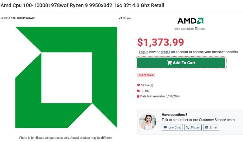 AMD锐龙9 9950X3D2海外预售价格将近1000美元AMD锐龙9 9950X3D2双版本还有两周就发售了（4月22日），目前海外零售商在线商城已经有了AMD这款旗舰CPU的价格