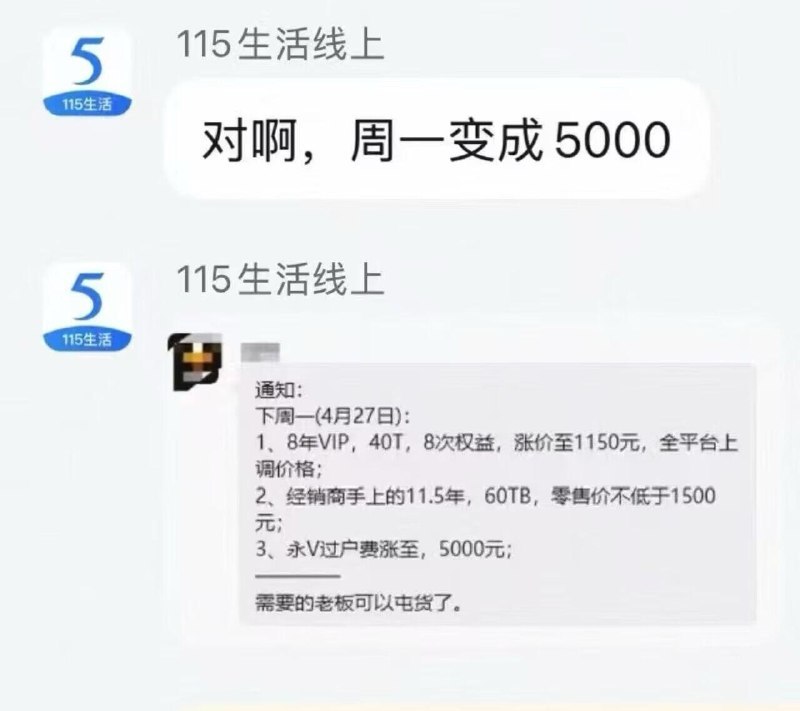 ↩️🖼 ▎ 115小声逼逼:▎115过户费又涨了 发现对手一有骚操作，115这边就应声「升值」了… 